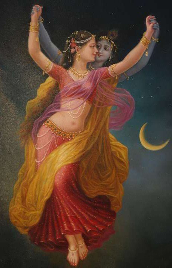 krishna and radha in om